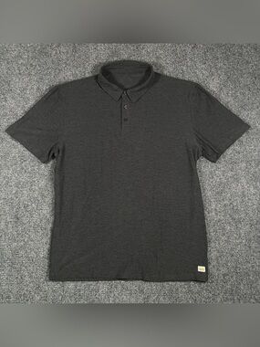 Vuori Strato Tech Polo Shirt Mens Large Performance Stretch Black Heather V188